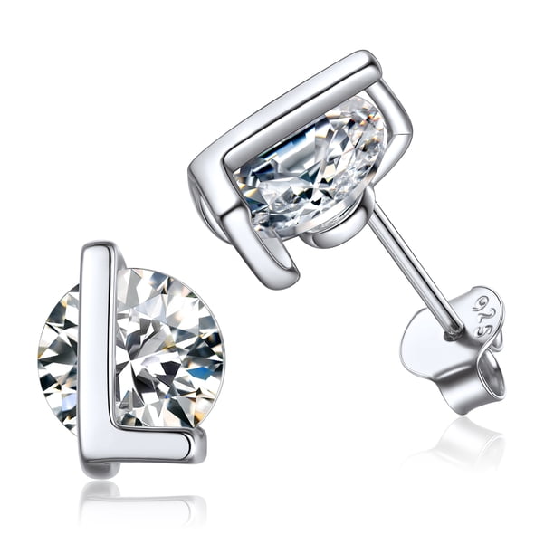 Pendientes de Botón Inicial de Plata Esterlina PROSTEEL Pendientes de Letra L de Circonita Cúbica Regalo de Cumpleaños de Navidad