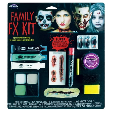 Fun World All-in-One Family Special FX 12pc Makeup Kit, .65 oz, .71 fl oz