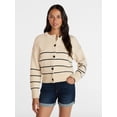 thumbnail image 3 of Time and Tru Women's Striped Cardigan Sweater with Long Sleeves, Sizes XS-XXXL, 3 of 7