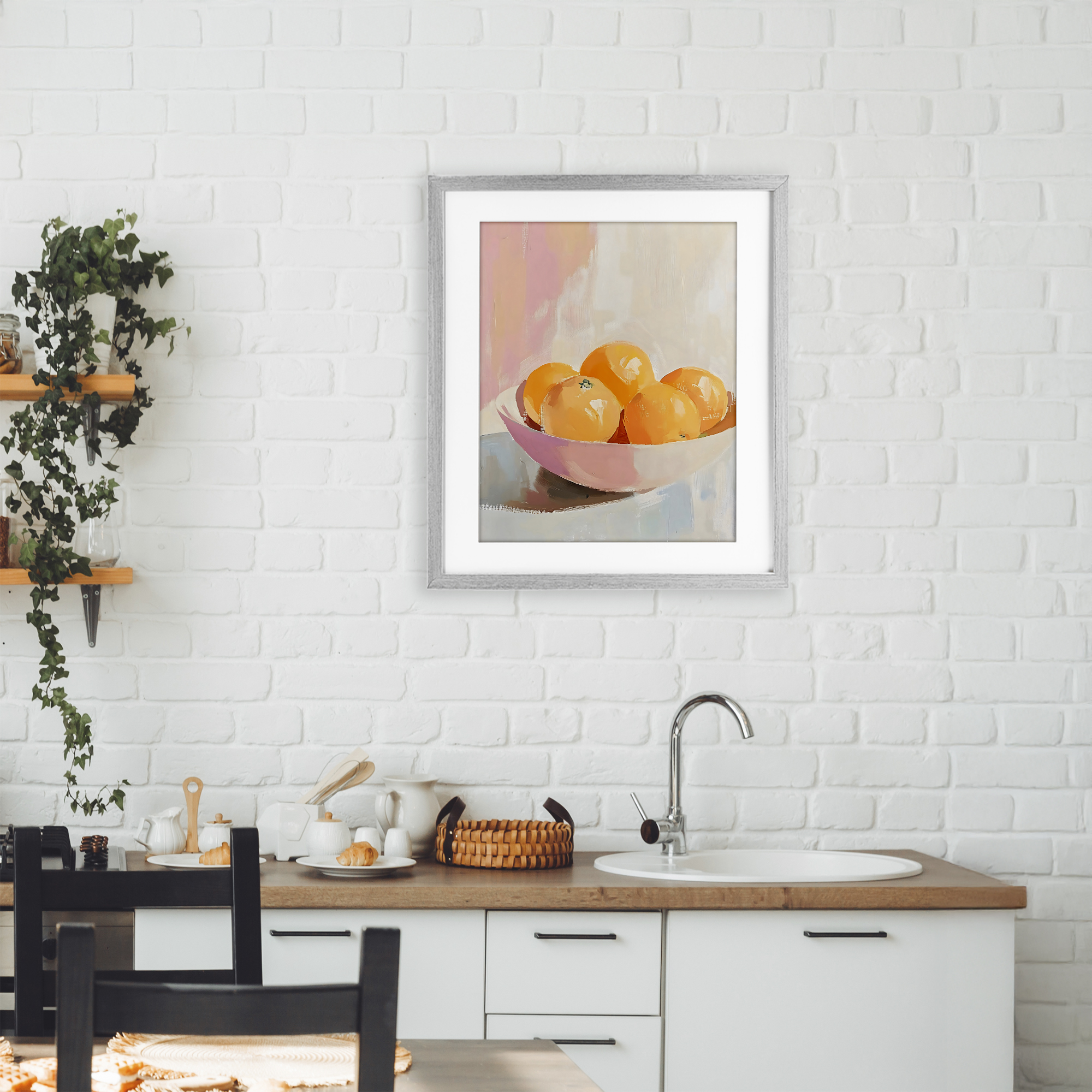 Stupell Industries Pastel Bowl of Oranges Gray Framed Print Under Glass, design by The Prints Vibe