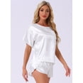 thumbnail image 2 of DARING DIVA Women's Satin Pajama Pullover T-shirt with Shorts Lounge Sets S White, 2 of 6