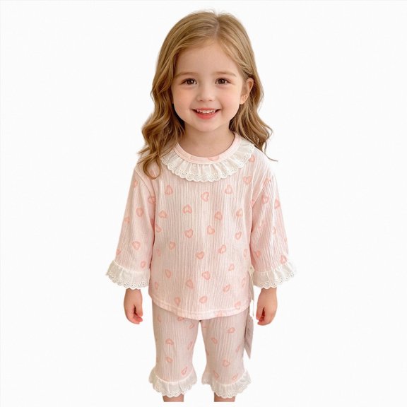 Leey-World Toddler Girl Pjs Baby Boys Girls Pajama Sets Toddler Long Sleeve Sleepwear Sets Rayon from Bamboo Pajamas Sets 2pcs PJs(Pink,90)