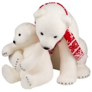 Northlight Sitting Polar Bear Mom and Cub Christmas Figure - 14.5 - White and Red