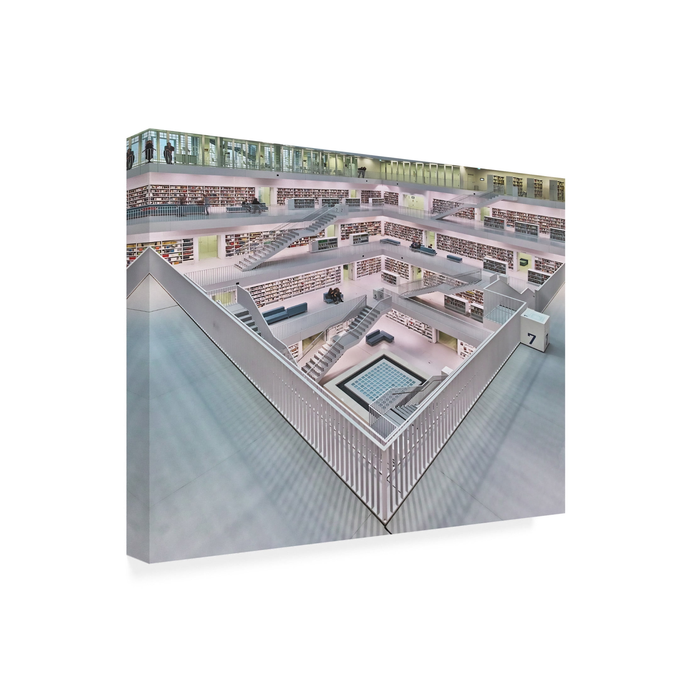 Canvas Wall Art - Rolf Mauer 'Stadtbibliothek Stuttgart Inner Space I' Wall Art for Living Room, Bedroom, or Office D?cor by Trademark Fine Art - 24 x 18 Inches