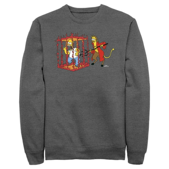 Men's The Simpsons Devil Flanders Sweatshirt Charcoal Heather Medium