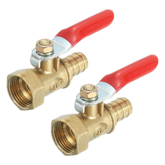 2Pack Brass Water Mini Ball Valve Shut Off Switch, G3/8" Female x 3/8" Hose Barb, 180 Degree
