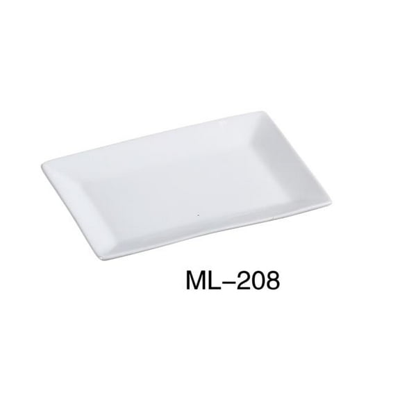 Yanco ML-208 Porcelain Rectangular Plate, Super White - 8 x 5 in. - Pack of 24