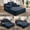 Blue, variant on Plush Corduroy Chaise Lounge Chair, Frameless Convertible Sofa Bed with Storage Pocket, Soft Compression Foam & 3 Pillows for Small Living Areas,Purple