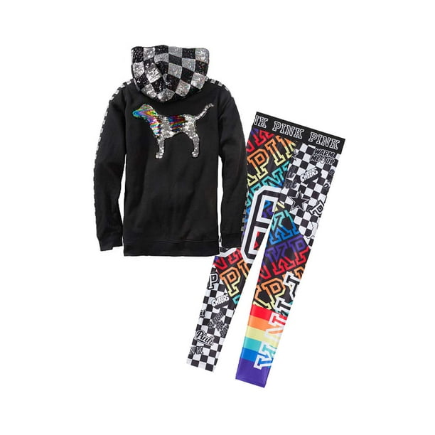 Victoria S Secret Pink Fashion Show Exclusive Bling Rainbow Hoodie Legging Set M Walmart Com