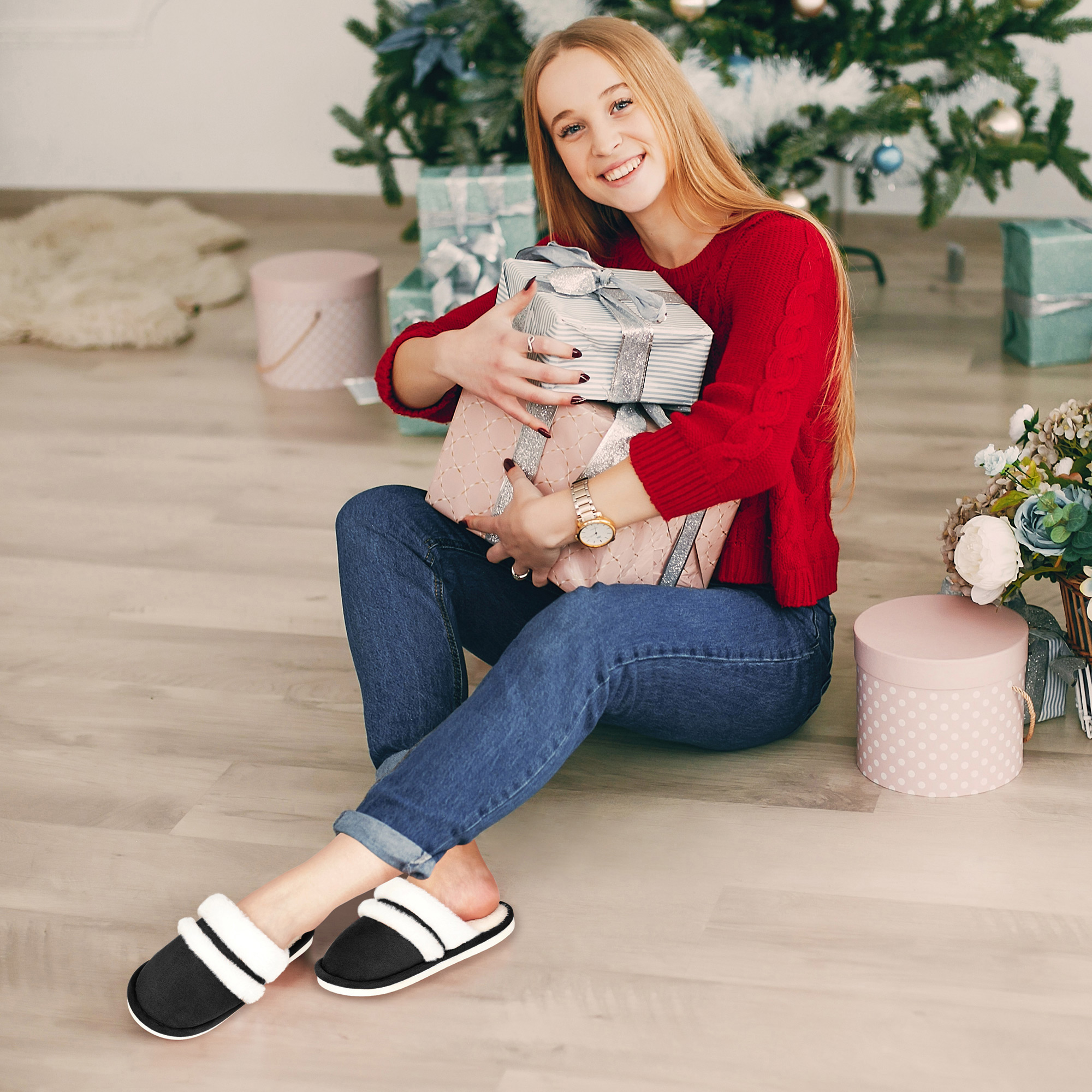 Ecetana Women's Fuzzy Memory Foam House Slippers photo 6