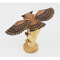12" Wooden Handmade Owl Figurine Statue Painted Handcrafted Sculpture Hoot Art Hand Carved Rustic Lodge Outdoor Home Decor Accent