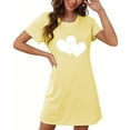 thumbnail image 4 of yillto Women Nightgown Short Sleeve Sleepshirt Crewneck Heart Graphic Sleepwear Nightshirts Pajama Dress, 4 of 5