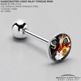 thumbnail image 4 of Colorful Trippy Cat Barbell Tongue Ring, 4 of 7