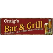UPC 667438015367 product image for Craig's Bar and Grill Red Personalized Man Cave Decor 6x18 Sign 106180054150 | upcitemdb.com