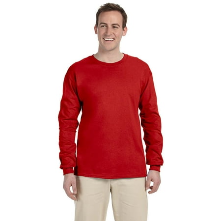 Branded Fruit of the Loom Adult 5 oz HD Cotton Long Sleeve T-Shirt - TRUE RED - 3XL (Instant Saving 5% & (Best Military Clothing Brands)