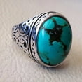 thumbnail image 2 of Tibetan Turquoise Ring, Silver Jewelry, 925 Silver Ring, Father's Day, AAA Natural Turquoise, December Birthstone Ring, Heavy Mens Ring, Spiritual Healing Gemstone, Christmas, Signet Mens Ring, 2 of 7
