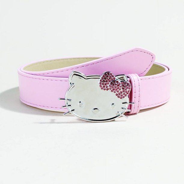 Cinturón Millennium Spice Girls Y2K Cinturón de diamantes con cabeza de gato KT rosa de Hello Kitty Accesorios para vaquera Cinturón que combina con todo