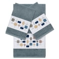 thumbnail image 2 of Authentic Hotel and Spa  Turkish Cotton Squares Embroidered Teal Blue 3-piece Towel Set, 2 of 5