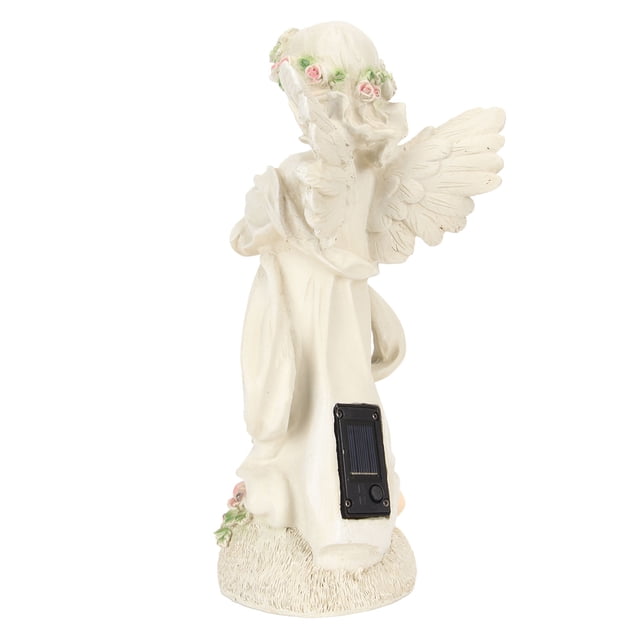 Statue d'Ange Solaire en Résine Sculpture Extérieure avec Veilleuse pour Jardin Cour Pelouse