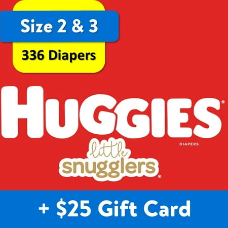 [$25 Savings] Buy 2 Huggies Diapers Little Snugglers, One Size 2, 180 Ct & One Size 3, 156 Ct with $25 Gift