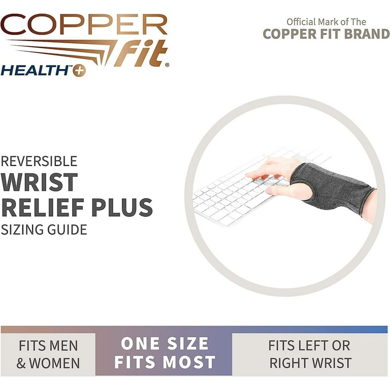 Copper Fit® Health Wrist Relief Plus Support Brace, One Size Fits Most,  Gray, FSA HSA Eligible 