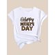 thumbnail image 3 of Chic Leopard Print & Letter Graphic Tee for Women - Casual Round Neck Short Sleeve Top, Breathable Polyester, Machine Washable, 3 of 7