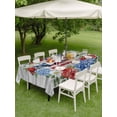 thumbnail image 4 of Outdoor Tablecloth with Umbrella Hole for Patio/Picnic/Party/Camping, Independence Day Wreath Waterproof Table Cloth Rectangle Table Cover Washable, Spring Red Roused Grey Wooden (60"x 102"), 4 of 8