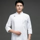 thumbnail image 5 of Chef uniforme poliéster manga larga otoño cálido delantal delantal con bolsillos delanteros Catering Cómodas bandas de sudor para cafetería Blanco XL Vogacara LF000326-09, 5 of 7