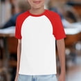 thumbnail image 2 of XIMIN Boys Raglan Short Sleeve Shirt - Casual Crewneck Kids Tee Pullover Tee T-Shirt Kids Top for Summer Play Everyday Outfit (Red, 18-24 Months), 2 of 4