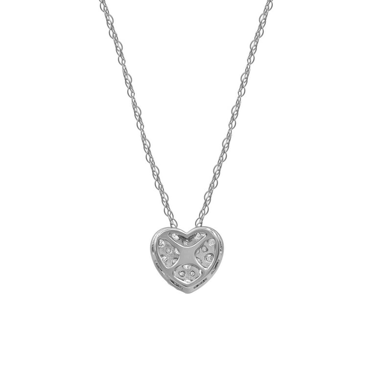 Brilliance Fine Jewelry 1 3 Ct Diamond Heart Pendant Necklace in 10K White Gold for Women Walmart