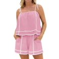 thumbnail image 2 of Spaghetti Strap Women 2 Piece Sets Tank Tops Camisole and High Waist Shorts, 2 of 6