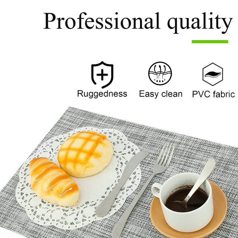 Grusce Brown&Gray Placemats Set of 8 - Heat Resistant Non-Slip Place Mats for Dining Table,Extendable Hot Pads,Small Heat Resistant Mats for