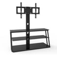 thumbnail image 3 of Tcbosik TV Cabinet, Height Adjustable Tempered Glass TV Stand for 32"-65", Max 600x400mm, Holds up to 110lbs, Black, 3 of 10