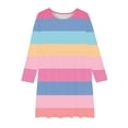 thumbnail image 4 of HAOTAGS Teen Girls' Striped Round-Neck Long-Sleeved Dresses Casual Spring Fall Dresses Pink Size 4 Years, 4 of 5
