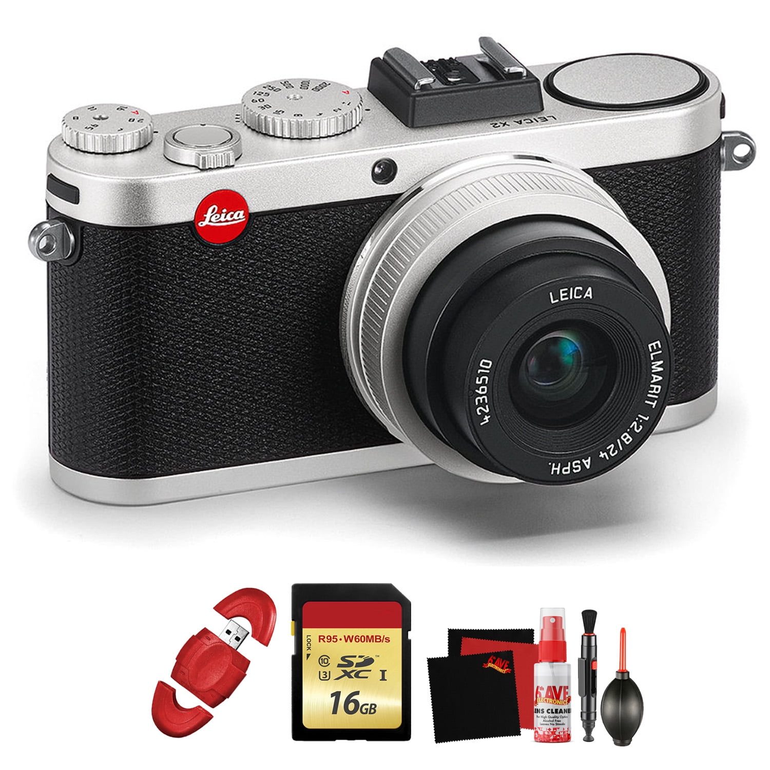 Leica X2 Digital Compact Camera w/ Memory Card and Cleaning Kit Bundle