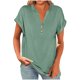 thumbnail image 1 of Blusas para las Mujeres Casual Verano Botón Sólido V-Cuello Suelto Camiseta, Moda Algodón/Lino Mezcla Blusa, 1 of 9