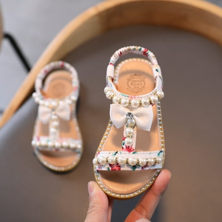 

THE WILD Comfortable Fashion Girls Sandals Infant Kids Baby Summer Boeknot Pearl Crystal Princess Shoes