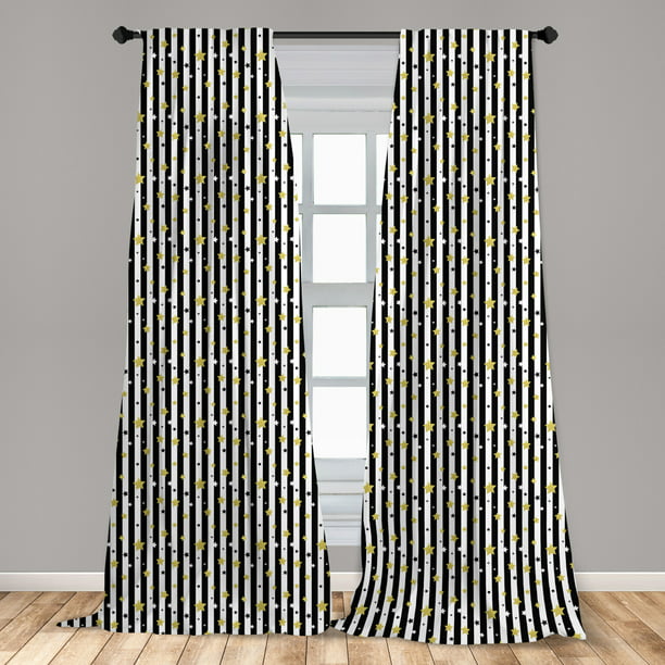 Striped Curtains 2 Panels Set Black, Black And White Striped Curtain