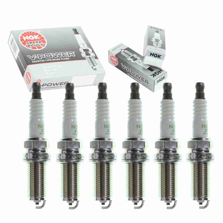 6 pc NGK 6376 V-Power Spark Plugs for 1N15-18-110 22401-8H515 33-859495Q 3482 6076 94702-00391 94709-00391 975 FR8ME K16HPR-U11 K16HR-U11 K5RTM REC10YC4 Ignition Wire Secondary