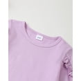 thumbnail image 4 of 5T Baby Girls Clothes 6T Girls 2PCS Denim Outfits Set Solid Color Round Neck Little Girls Long Sleeve Top Pants Set Purple, 4 of 8