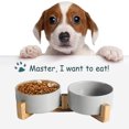 thumbnail image 3 of Cuenco de cerámica para perros y gatos con soporte de bambú antideslizante Leyfeng  Comedero para gatos, 3 of 7