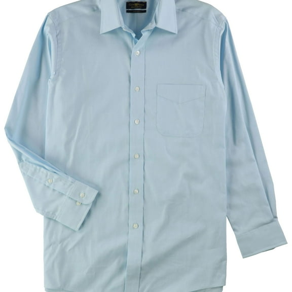 Club Room Mens Pinpoint Button Down Dress Shirt, Blue, 15" Neck 32"-33" Sleeve