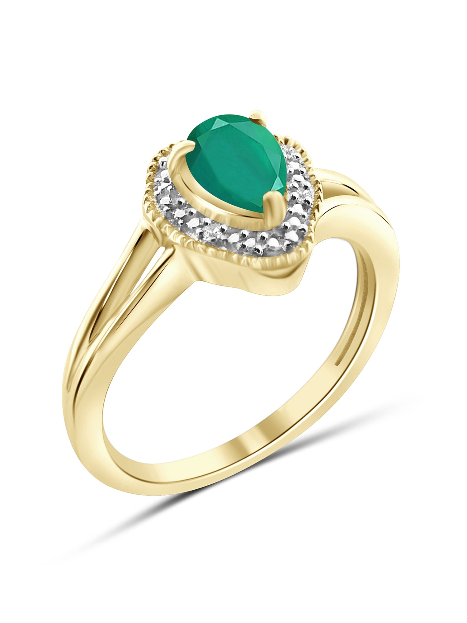 JewelersClub Emerald Ring December Birthstone Jewelry – 3/4 Carat Emerald 14K Gold Over Silver Ring Jewelry with White Diamond Accent – Gemstone Rings with Hypoallergenic 14K Gold Over Silver