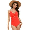 thumbnail image 3 of WUANDIXFA One Piece Bathing Suits Woman Womens One Piece Swimsuit Bathing Suit Full Coverage Mesh Swim Suits Watermelon Red,L, 3 of 6