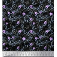 thumbnail image 1 of Soimoi Cotton Duck Fabric Leaves & Periwinkle Floral Print Fabric by The Yard 42 Inch Wide, 1 of 3