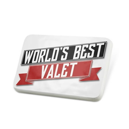 Porcelein Pin Worlds Best Valet Lapel Badge –