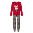 thumbnail image 2 of Elippeo Family Matching Christmas Pajamas Set Deer Head  Plaid Print Holiday Pajamas Sleepwear Dad Mom Kids PJs, 2 of 10