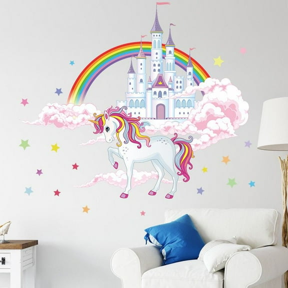 Unicorn Wall Decal, Stickers Children's Room Princess Decoration Wall Kids Room Decor Decals Bedroom for Girls Removable Home Decor Bedroom Sofa TV Wall Art Decoration