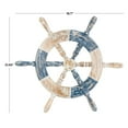 thumbnail image 3 of DecMode Blue Wood Distressed Two-Toned Ship Wheel Wall Decor with Brown Accents, 3 of 9