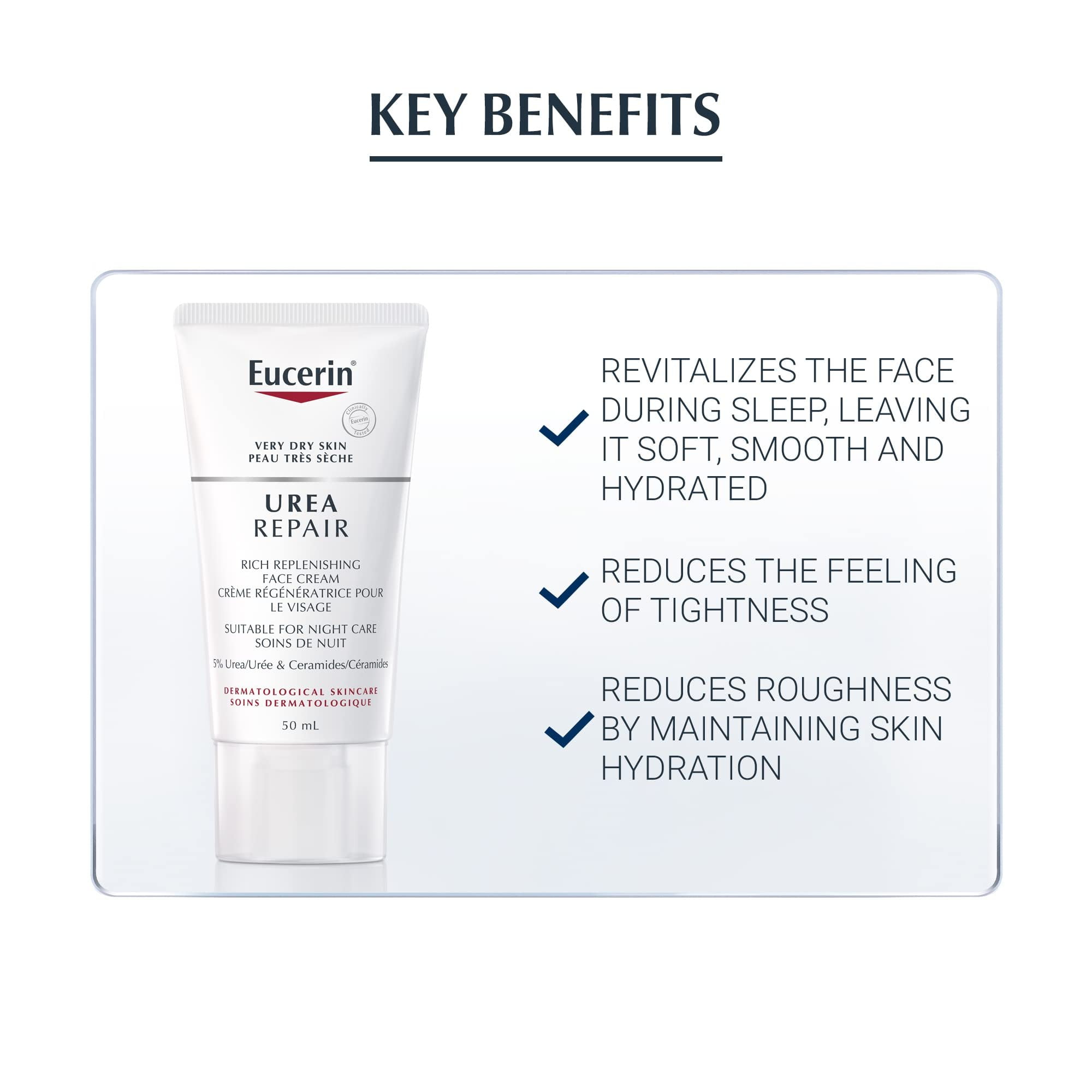 Eucerin Replenishing Skin Relief Face Cream with 5% Urea 50ml, Dermatalogical Skincare, Fragrance Free by Eucerin